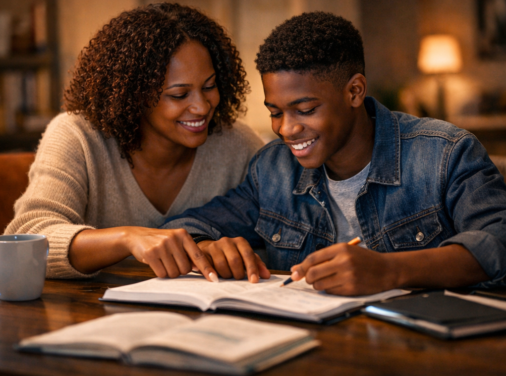 Parent supporting their child with maths